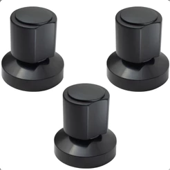 Kit 3 Acabamento Registro Base Docol Padrão 20 Estrias Gaveta Pressão Chuveiro 1/2 3/4 Preto Fosco