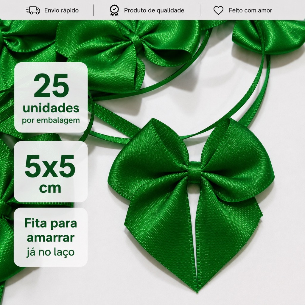 Laço de Cetim 5x5cm com fita para amarrar 25 unidades - Decorações, bolas esferas acrílicas personalizados lembrancinhas
