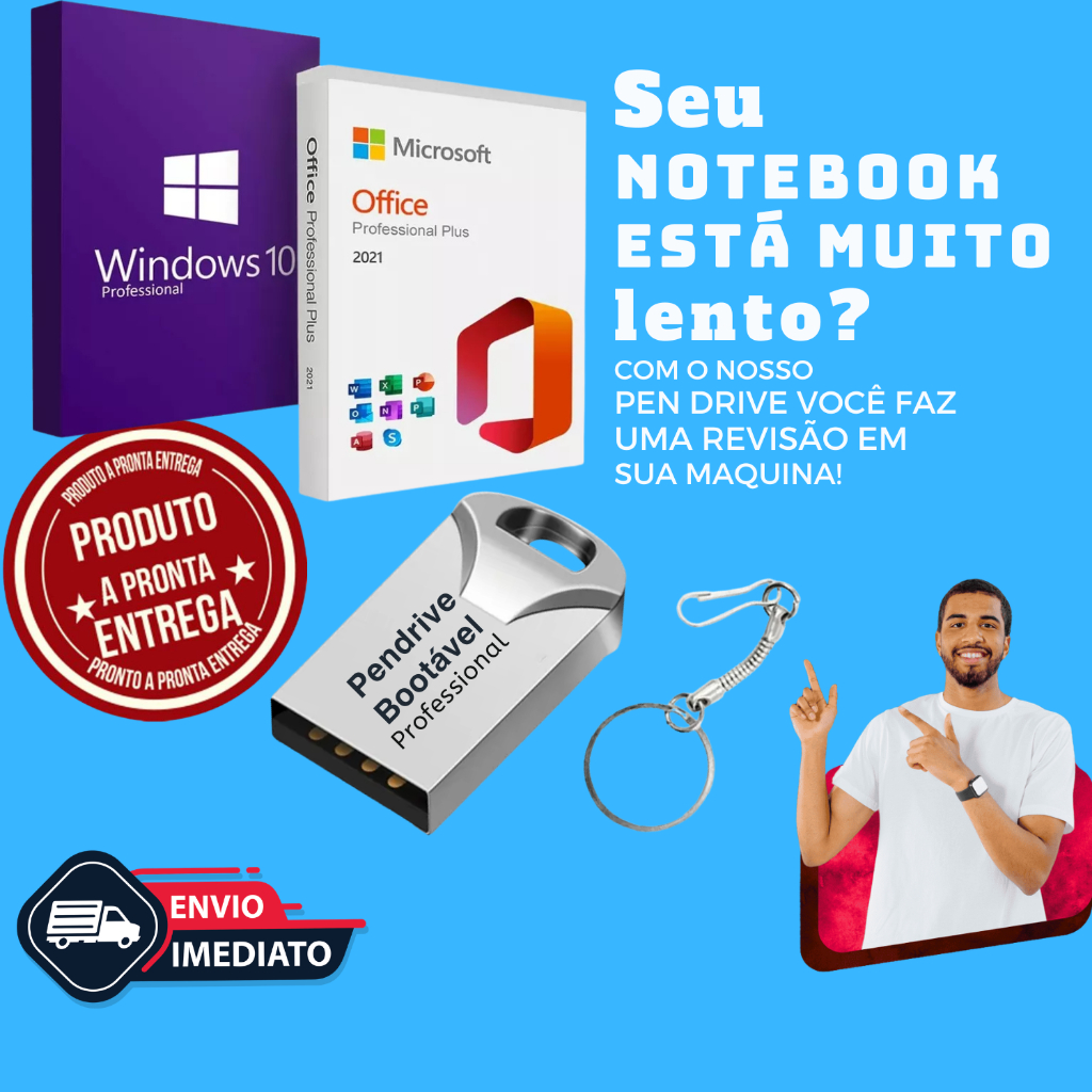Pendrive Bootável 16GB Windows 11 SEM TPM2.0 + Office + Suporte