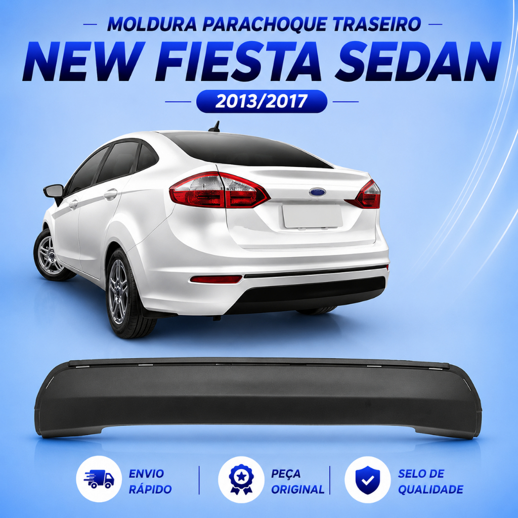 Moldura Parachoque Traseiro New Fiesta Sedan 2013/2017 Preto