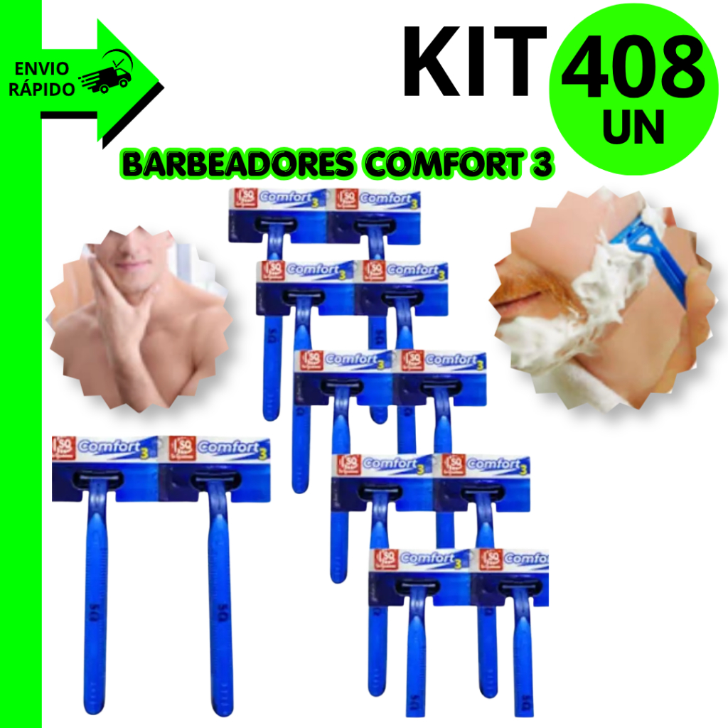 Kit 408/360/312/240 Unidades Barbeadores Comfort 3 Lâminas Descartáveis Alta Qualidade Para Barbear
