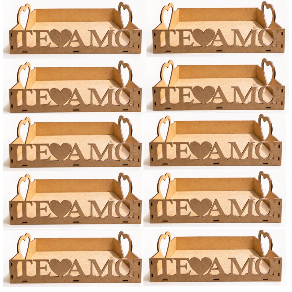 🌹 KIT BANDEJA DECORATIVA "TE AMO" EM MDF CRU – IDEAL PARA PRESENTES, DECORAÇÃO E ARTESANATO 🌹