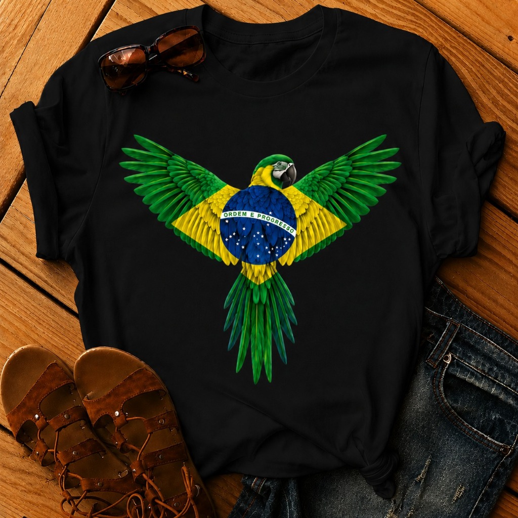 Camiseta Feminina Blusa Copa do Munfo Brasil Estampa Arara -T-shirt Copa do Mundo 2026 100% algodão Camisa