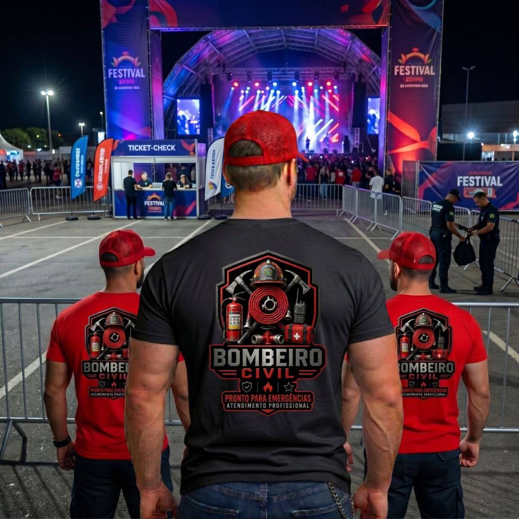 Camiseta/Camisa Uniforme Bombeiro Civil T-Shirt 100% Algodão Malha Leve Unissex
