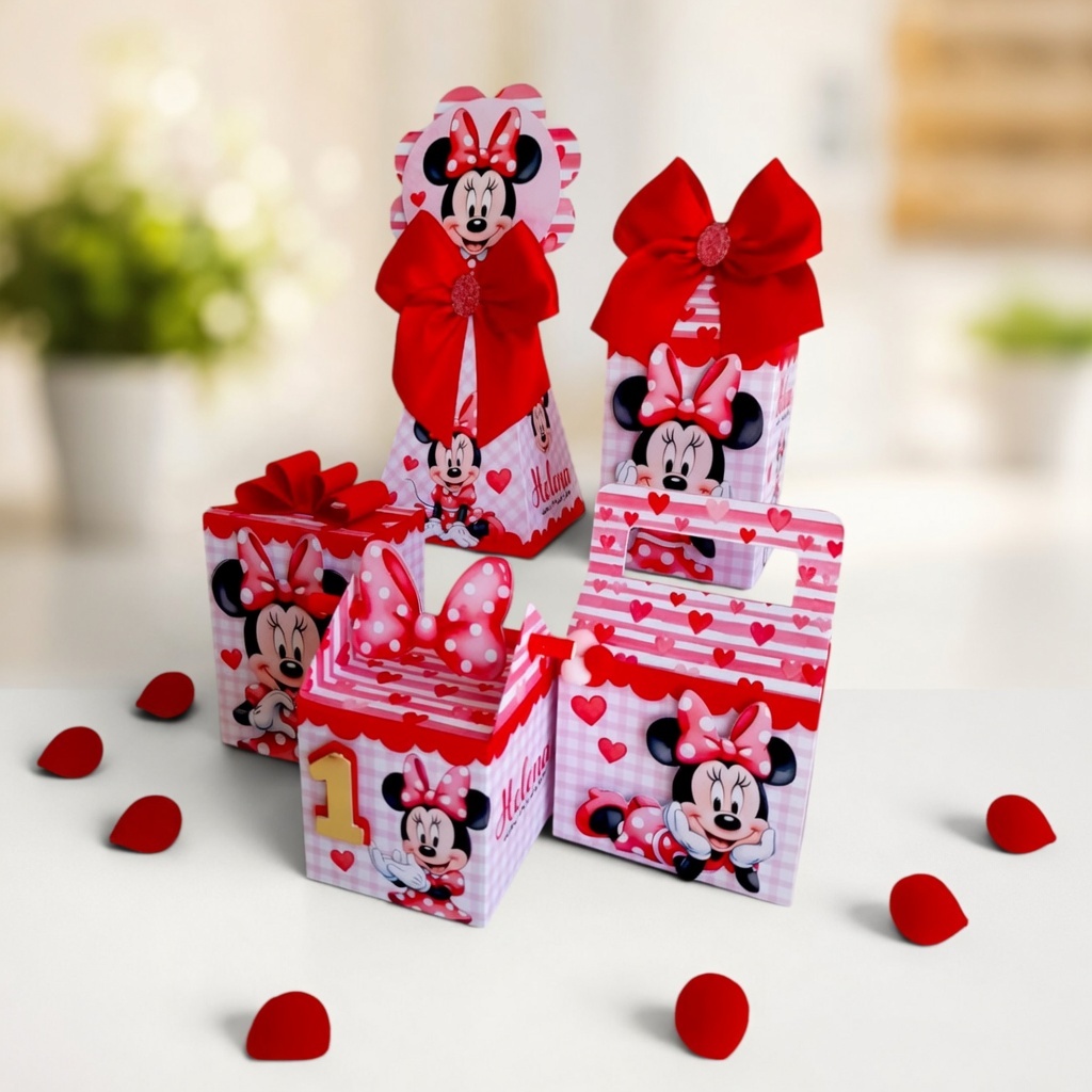 10 a 40 Caixinhas Semi Luxo Minnie Vermelha Lembrancinha Festa Aniversário Personalizados