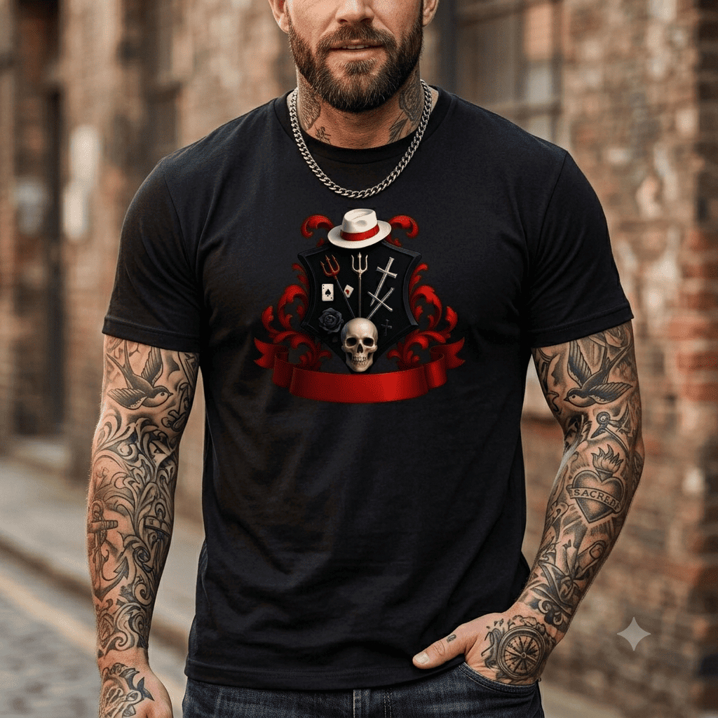 Camiseta algodão adulto Zé Pilintra Caveira Proteção Caminhos Axé Fé Salve Exu Laroiê