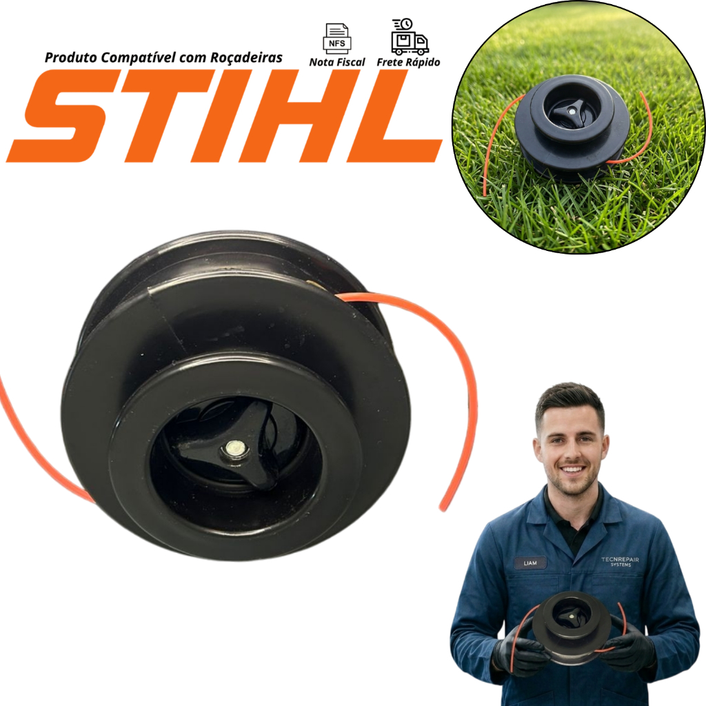 Carretel Nylon Para Roçadeira Stihl Fs55 Fs80 Fs85 Fs120 Fio