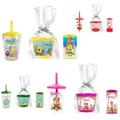 30 Copos Twister + 30 Balde De Pipoca + 30 Cofrinhos Kit Lembrancinha Personalizada