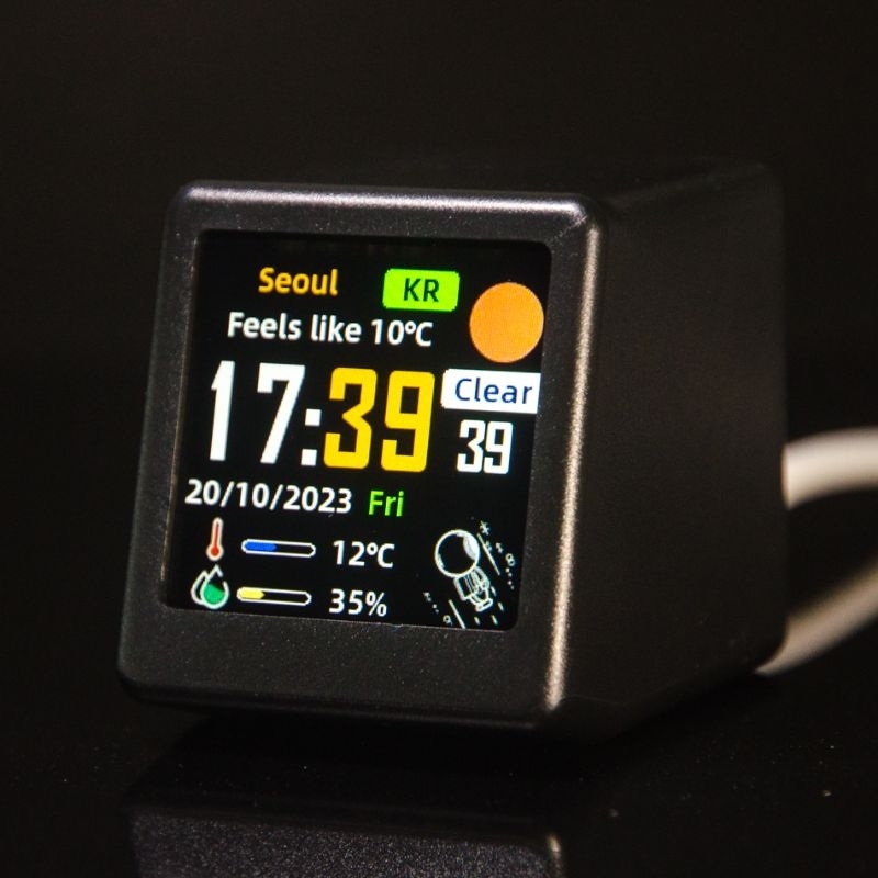 Relógio Digital Inteligente WiFi Estação Meteorológica Clima Tempo Temperatura Umidade Display LED GIFs Mesa Decorativo