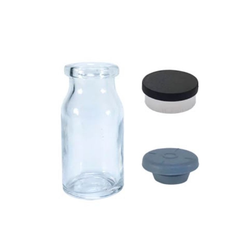 Frasco de Vidro Penicilina 10ml com Tampa de Borracha e Selo Flip Off