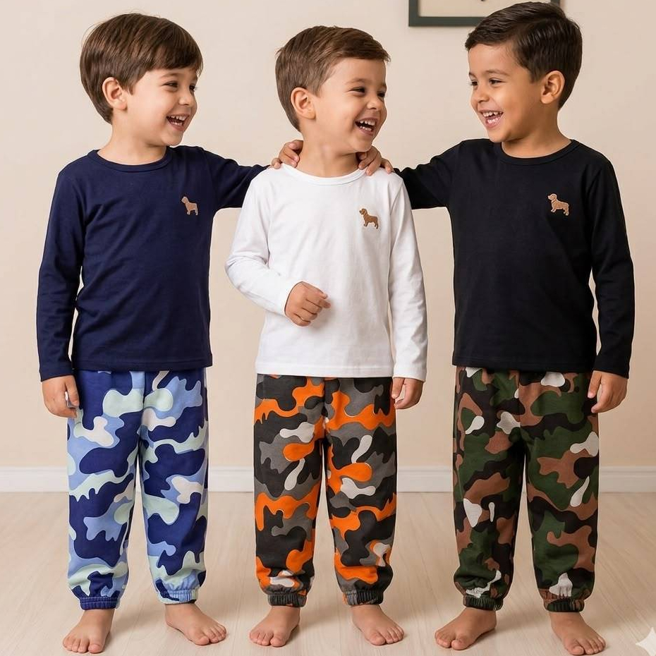 Calça Jogger infantil em moletom careca camuflado ou liso menino tamanho 1 ao 10