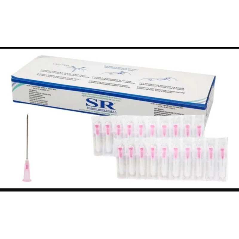 Caixa de agulha com 100 agulhas 18 G (40x 1,20mm) Hipodérmicas.