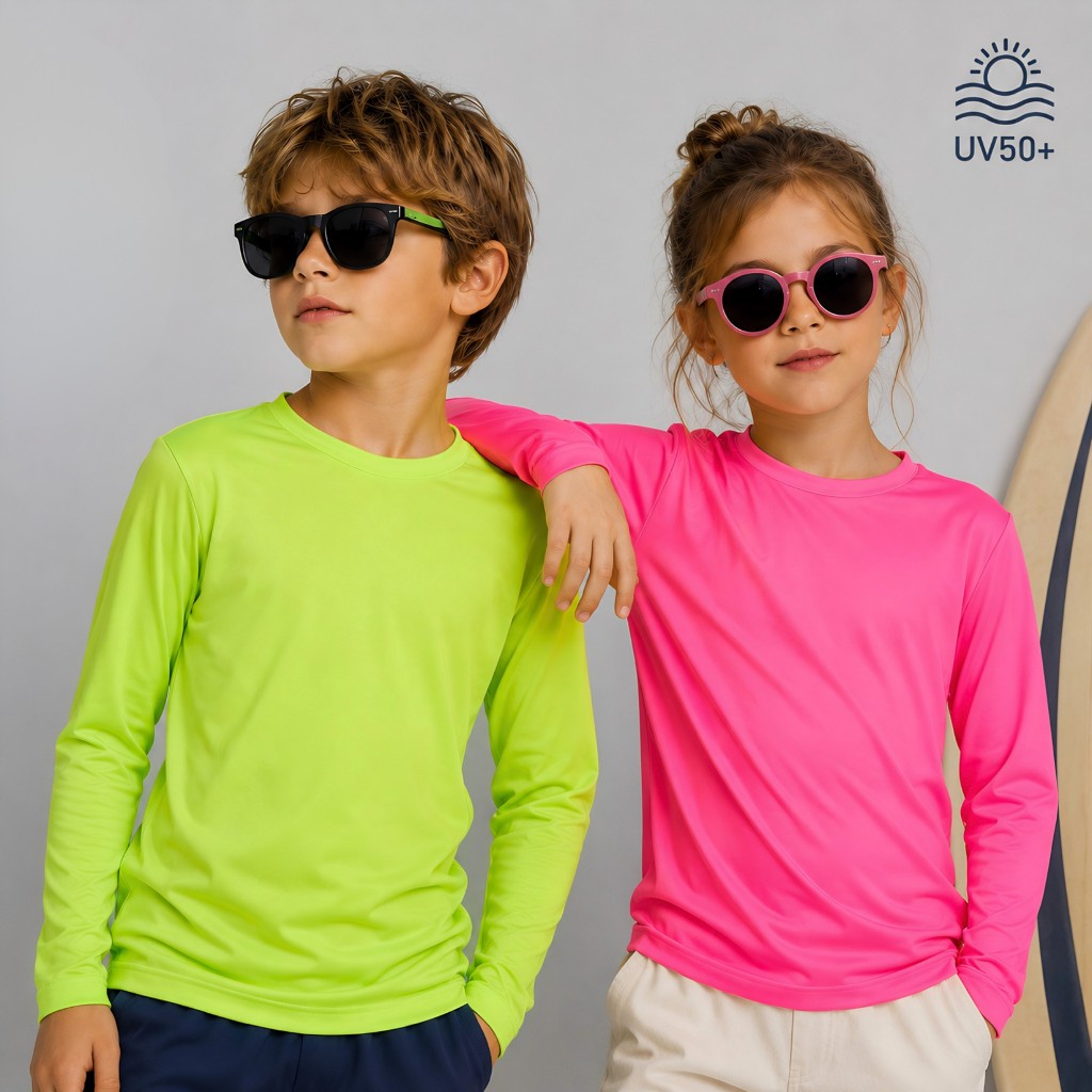 Kit 2 Camiseta UV Infantil Térmica Blusa de Proteção Solar para Menino e Menina UV50