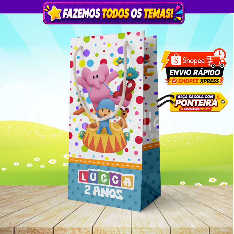 ⭐ Kit Sacolinhas Personalizadas Pocoyo • Qualquer Tema • Nome e Idade • Envio Rápido 24h🎉