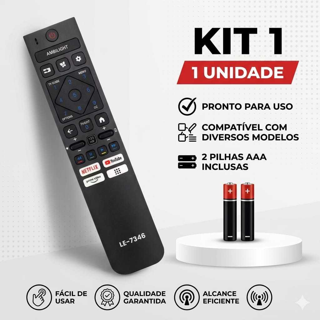 Controle Remoto Para Smart TV Philips LCD Ultra HD 4K Ambilight 55PUG7019