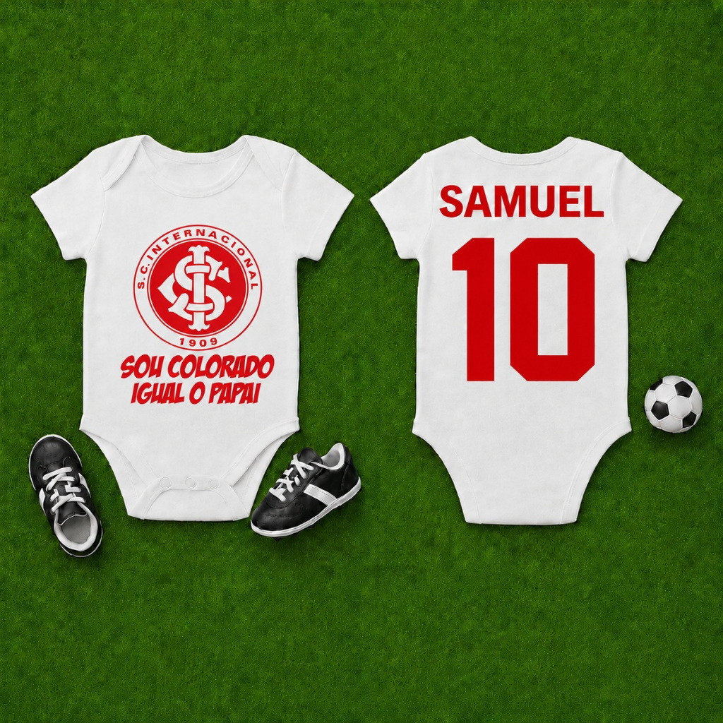 Body Bebê Infantil Guri Guria Times de Futebol Internacional Inter Colorado Personalizado