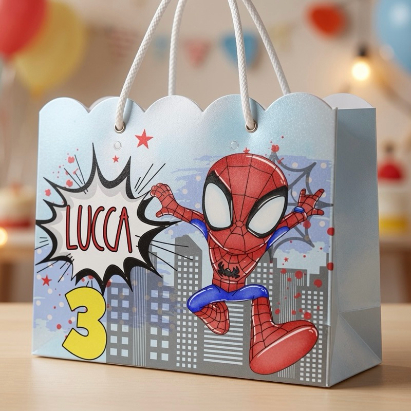 Sacolinha SPIDEY HOMEM ARANHA Personalizada / Bolsinha Lembrancinha Aniversário / (PEGUE E MONTE)