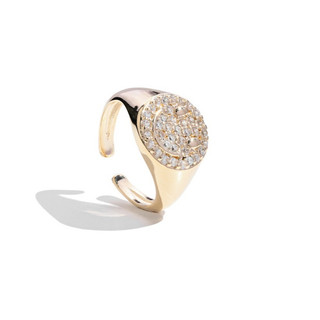 Anel Ajustável Sorriso Smile Banhado a Ouro 18k Cravejado Zirconias