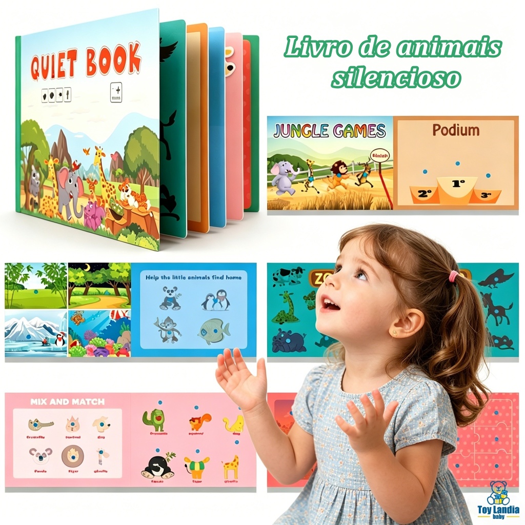 Livro silencioso de educação precoce para crianças, livro de conhecimento e reconhecimento para bebês
