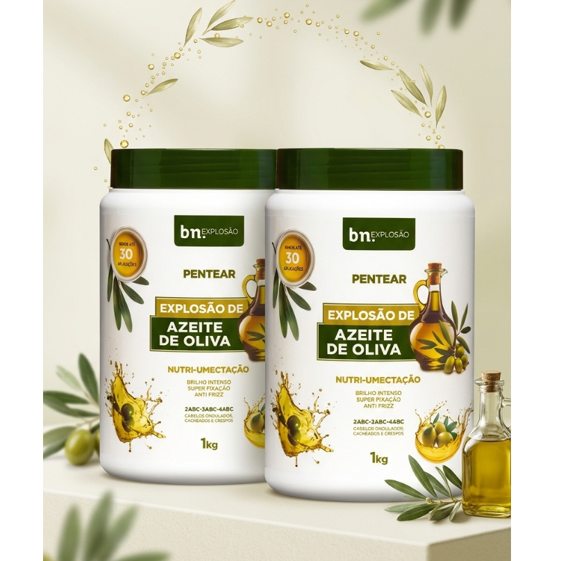 Kit 2 Cremes Beleza Natural Azeite de Oliva Tratamento Capilar Hidratação