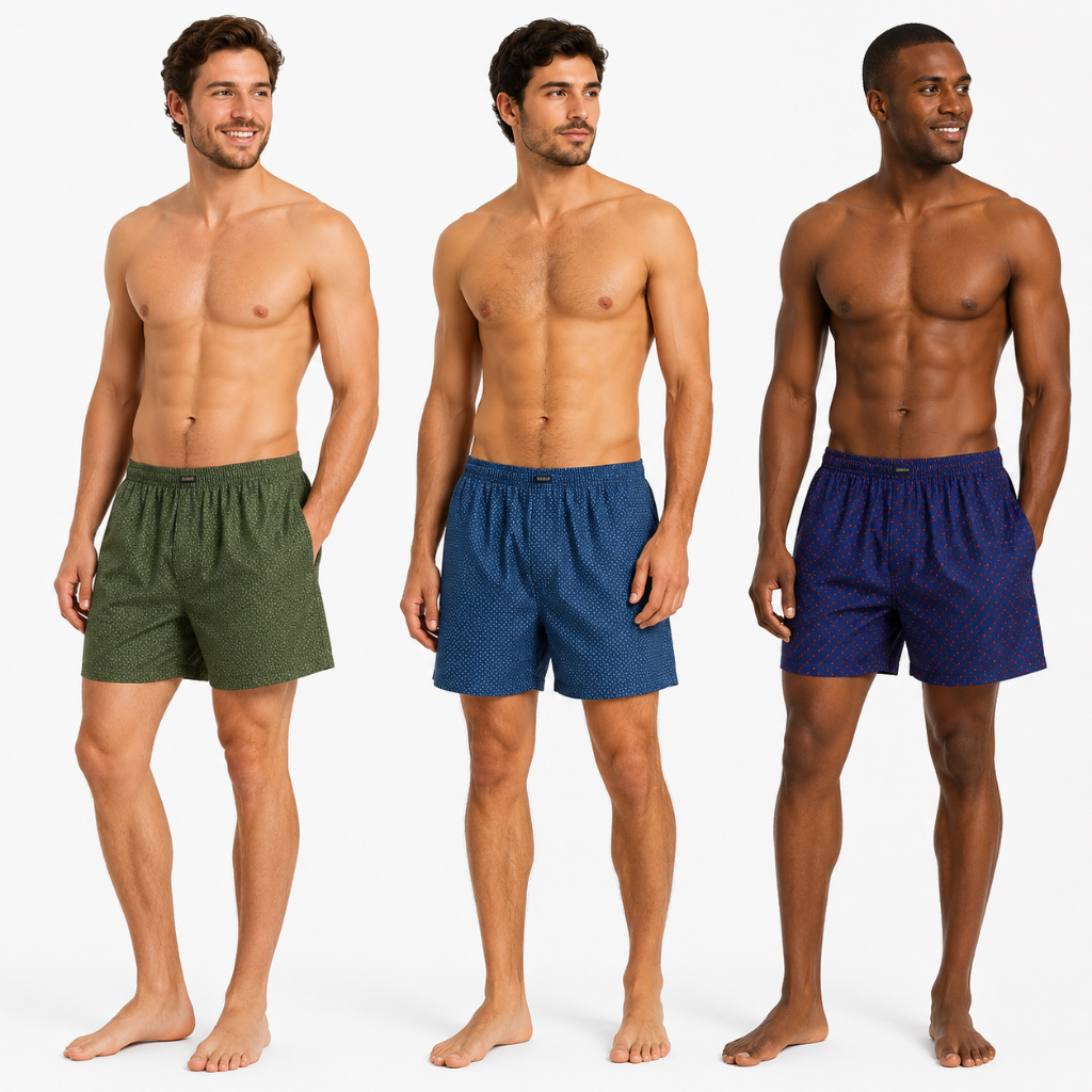 Kit 3 Cuecas Samba Canção Masculino Short De Dormir Suede Pijama Cores Sortidas