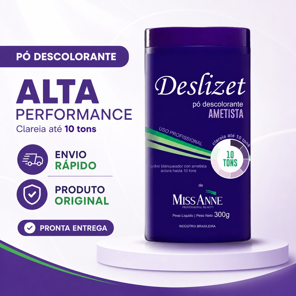 Pó Descolorante Ametista Deslizet Miss Anne Pote 300g Clareia até 10 Tons | Pó Azul