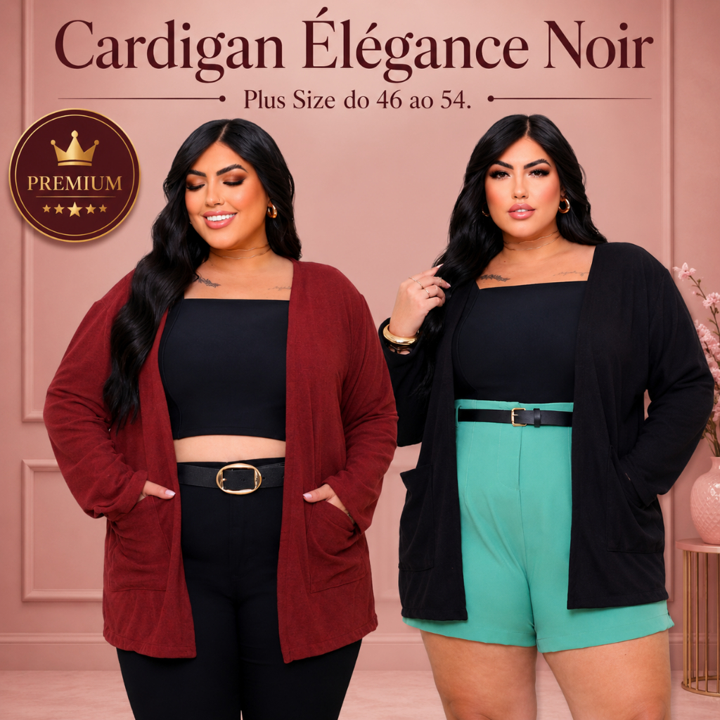 Cardigan Blusa Plus Size Feminino Alongado Lanzinha Premium Forma Grande Elegante Confortável 46a54