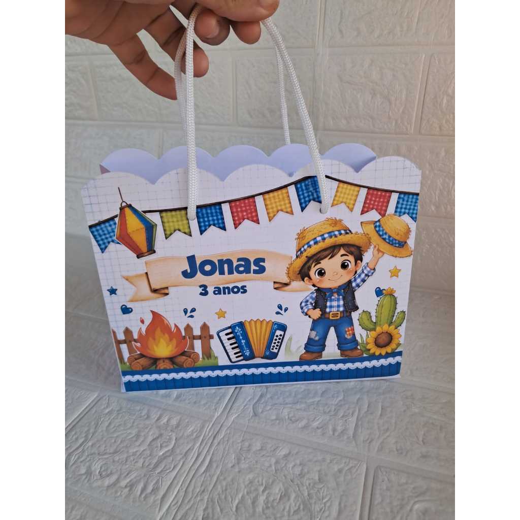 Pegue e Monte| Sacolinha Personalizada Arraiá | decoração Aniversário | Lembrancinha | Festa Junina menino infantil