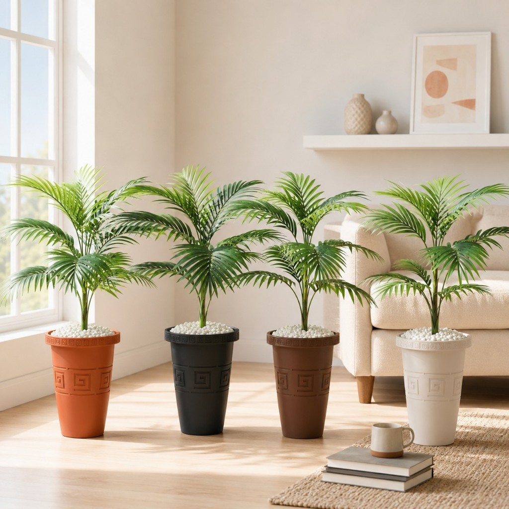 Planta Artificial Grande Arranjo Coqueiro  Palmeira + Vaso Grande Rattan Decoração Enfeite Casa