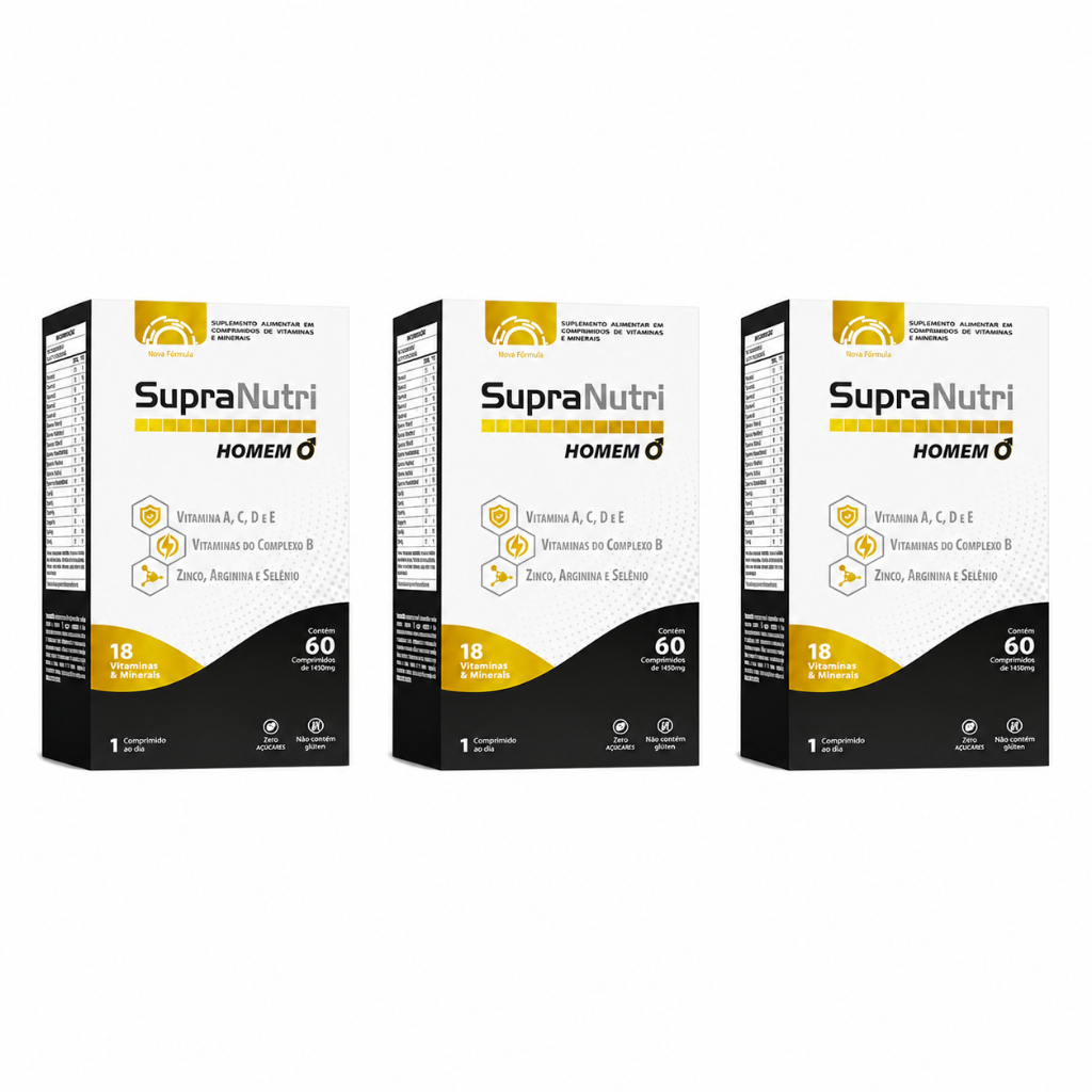 Kit 3 SupraNutri Homem Multivitamínico Completo 60 Comprimidos Energia e Imunidade