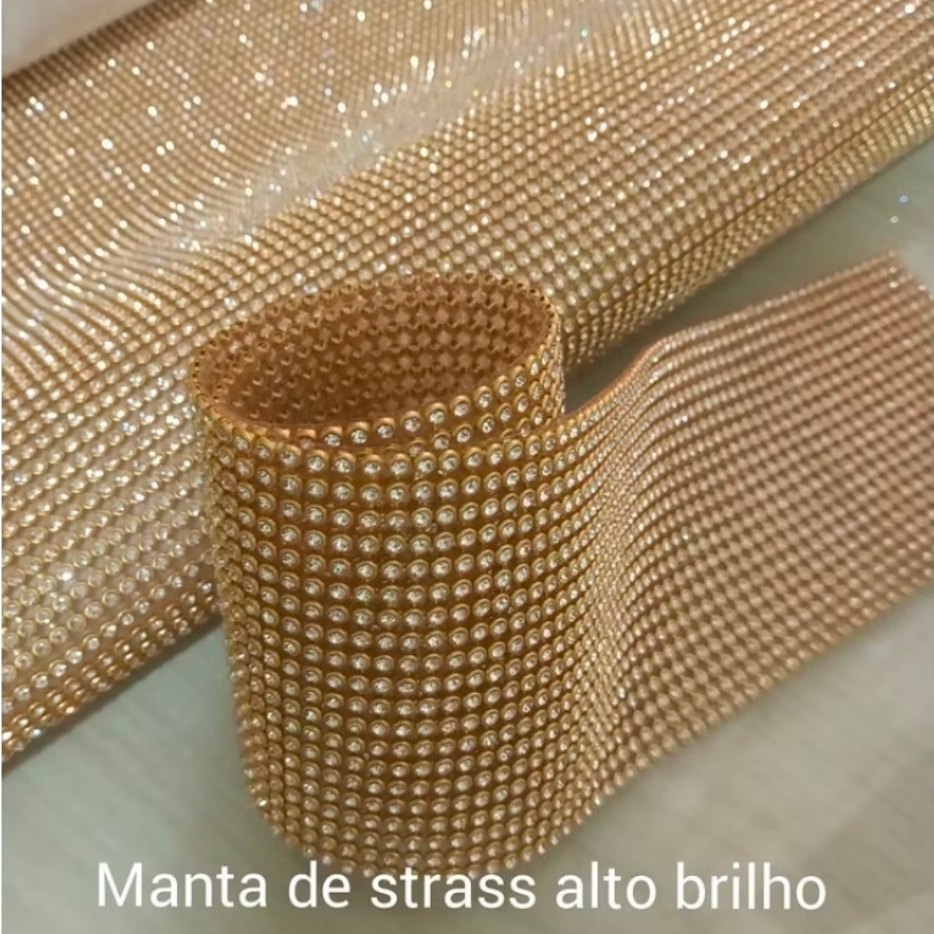 Manta de Strass de metal - inteira Saia strass- 120 cmX 40 cm