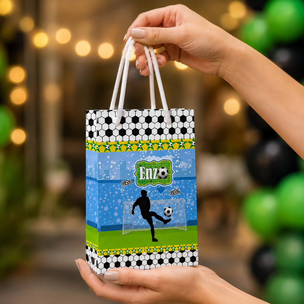 Sacolinha Personalizada Futebol| Copa do Mundo - PEGUE E MONTE | Tamanho P | Lembrancinhas