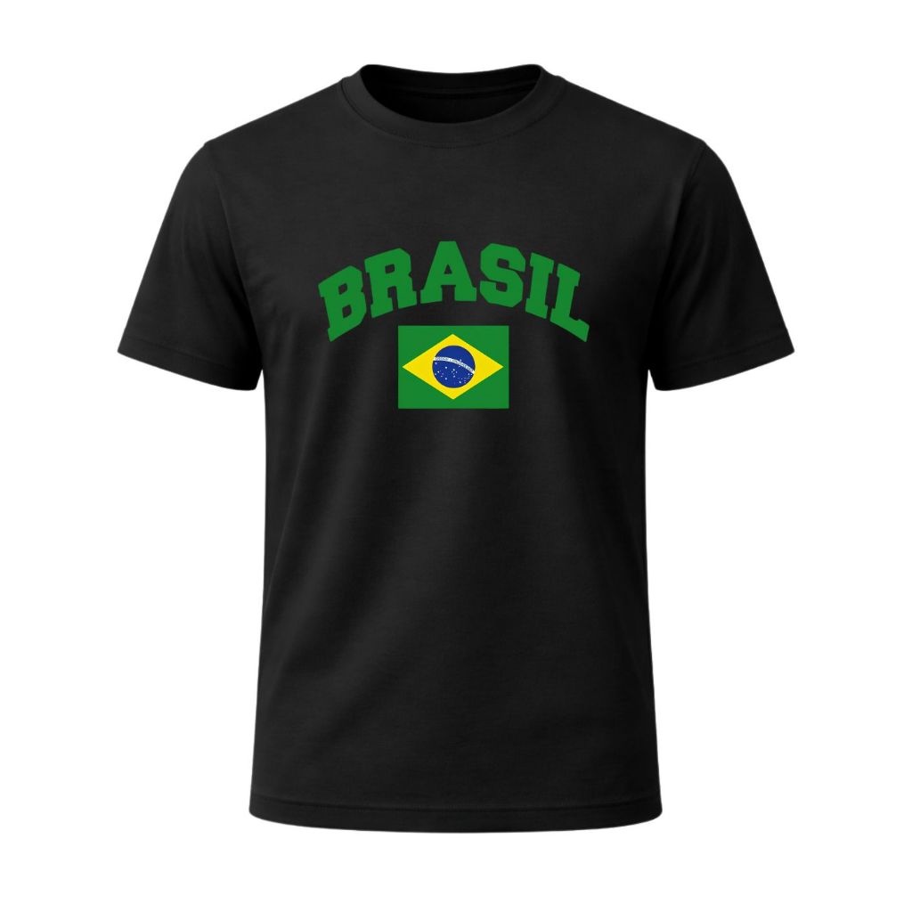 Camiseta Camisa Preta Estampada Brasil Brasileiro Copa do Mundo Seleção Futebol Jogador P ao G5