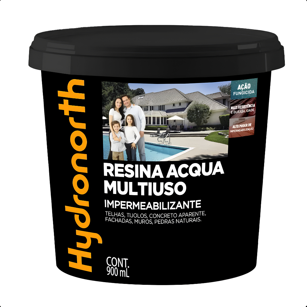 Resina Acqua Multiuso Incolor Brilhante 900ml Hydronorth Pedra Parede Telhado