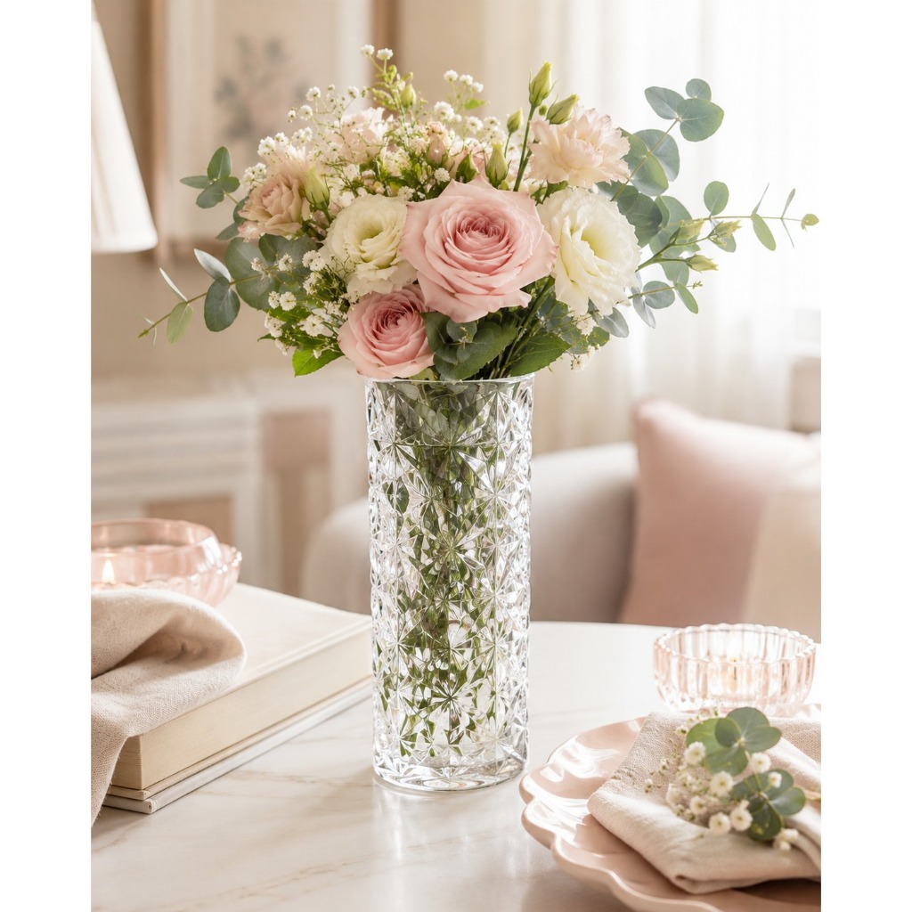 Vaso Decorativo Transparente Plástico Rígido 17cm | Vaso para Flores, Arranjos e Vela LED