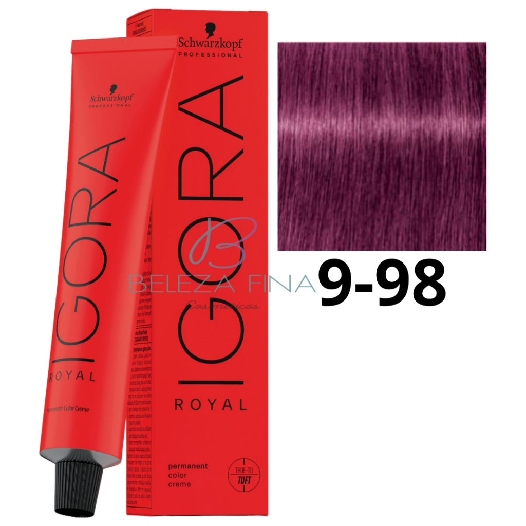 Coloração Schwarzkopf Igora Royal Tintura 9-98 60g LOURO EXTRA CLARO VIOLETA VERMELHO