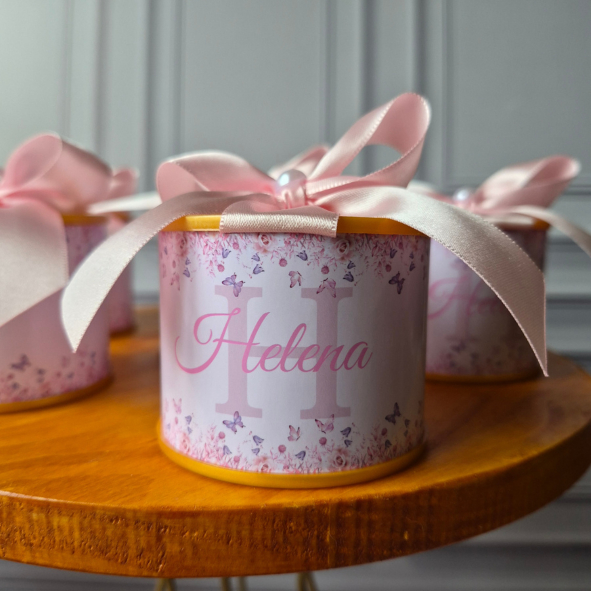Kit mini Tubolatas Personalizadas 5x6 - lembrancinha de chá de bebê maternidade aniversário jardim das borboletas.