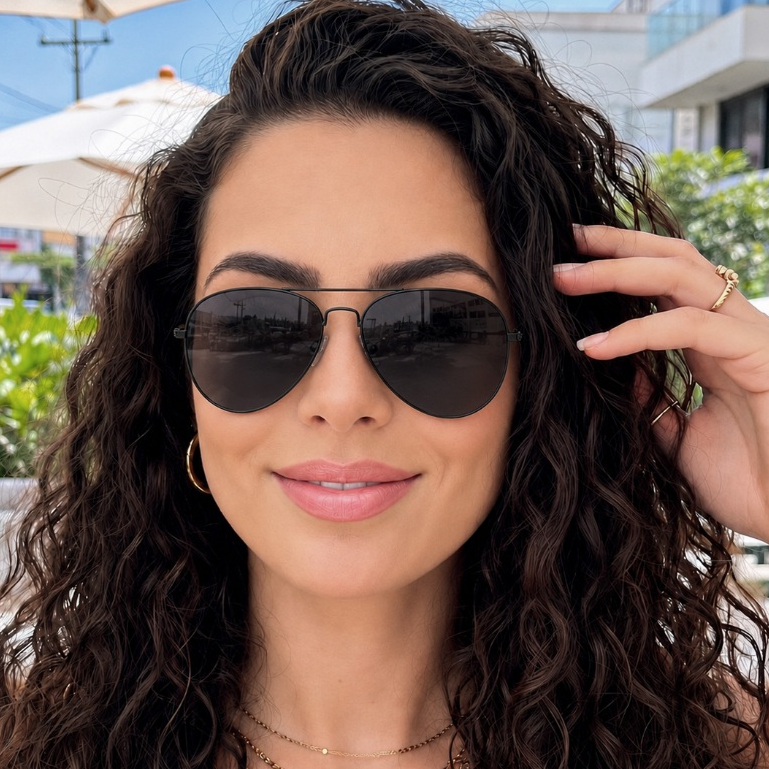 Óculos de Sol Feminino Aviador Clássico UV400 Estilo Proteção na Moda Verão