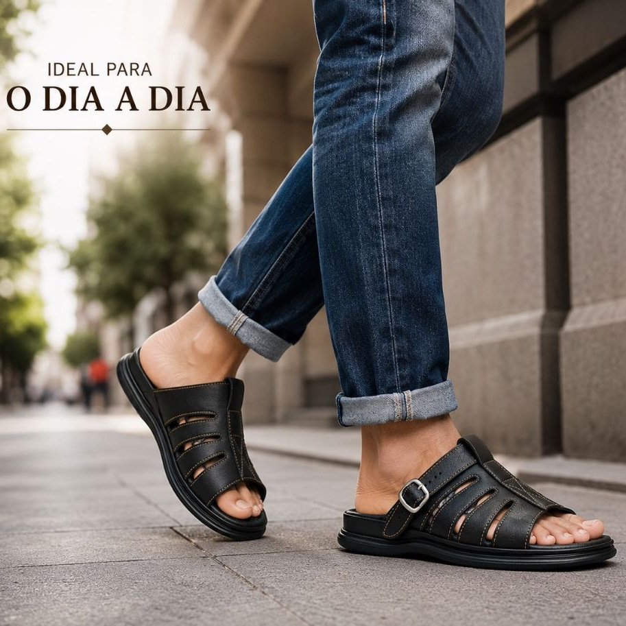 Sandália Masculina Ortopédica Franciscana Confortável Ajustável Antiderrapante Anatômica Uso Diário