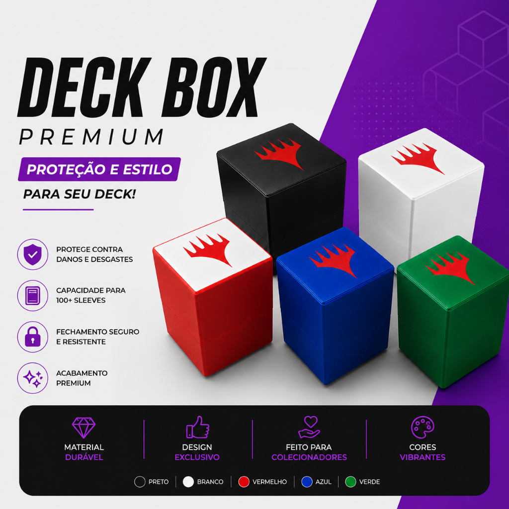 Deck Box Premium para 100+ Cartas com Sleeves | Magic MTG TCG | 5 Cores