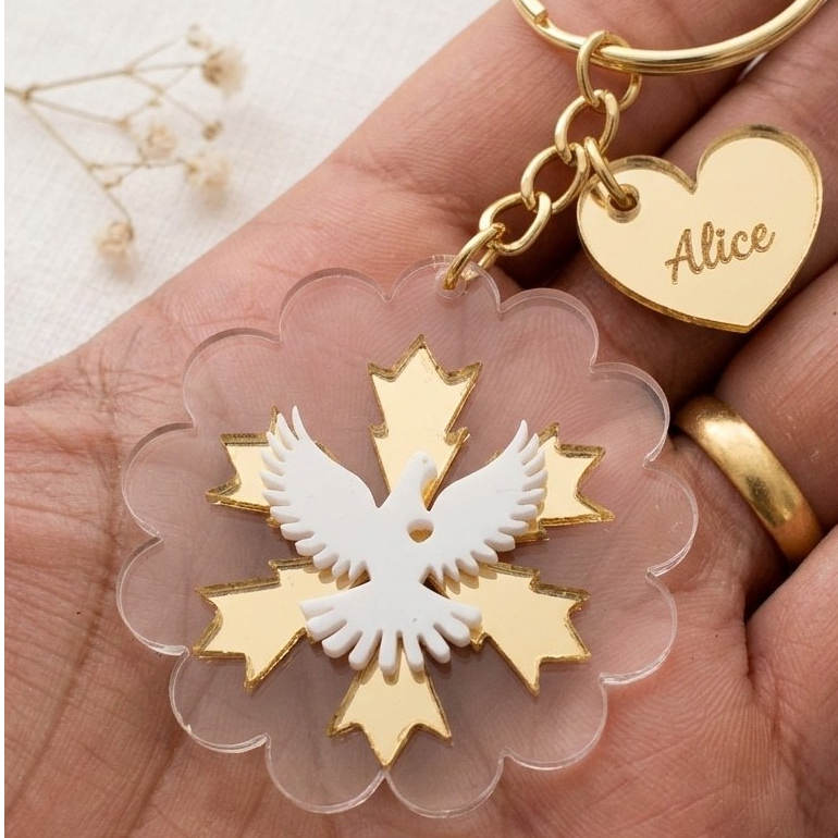 Chaveiro Lembrancinha Batizado - Primeira Eucaristia -Primeira Comunhão e Crisma com tag personalizada