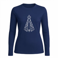 Camisa UV Feminina Manga Longa Nossa Senhora Aparecida Proteção Solar Térmica Poliéster AGRO CRISTÃ.
