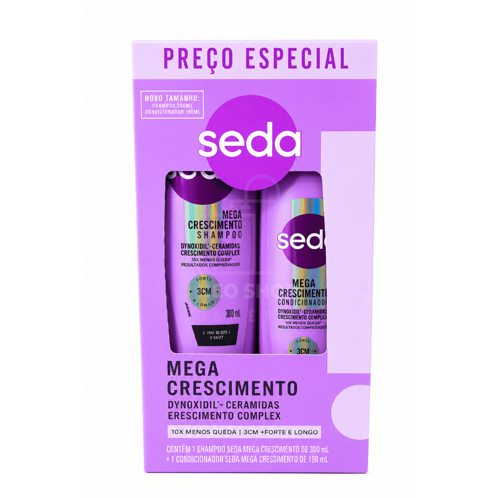 Kit Shampoo 300ml + Condicionador 190ml Seda Mega Crescimento