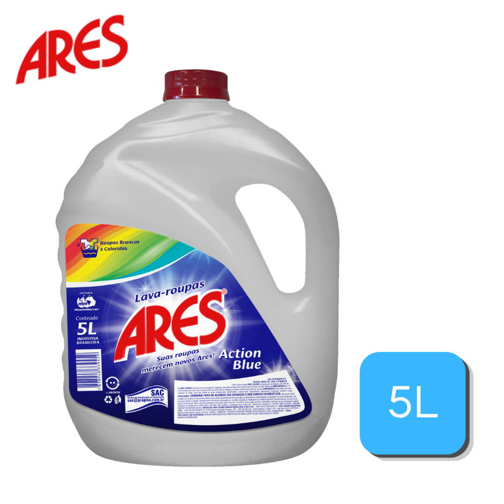 Lava Roupas Liquido 5L Lavagem Profissional - Ares Action Blue