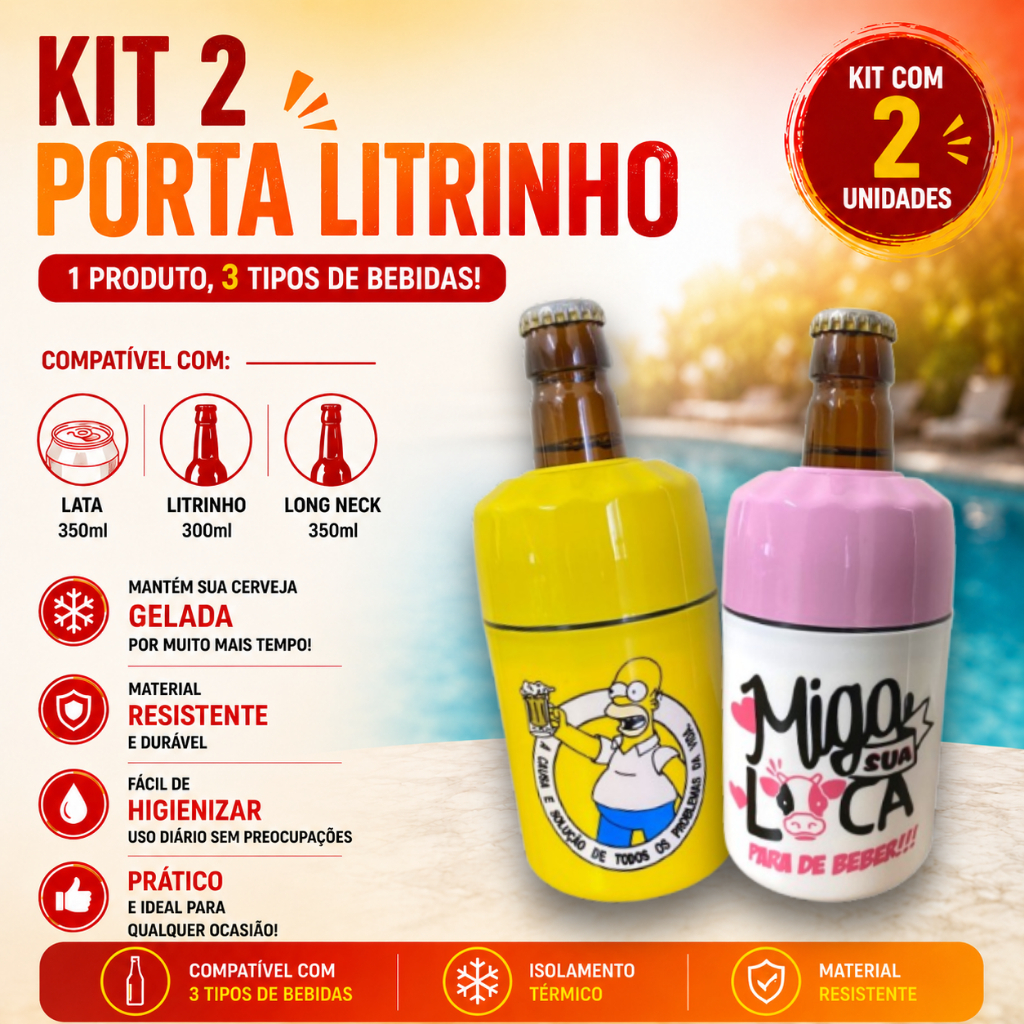Porta Lata Garrafa 300ml Litrinho Cerveja Lata Long Neck Térmico Personalizados