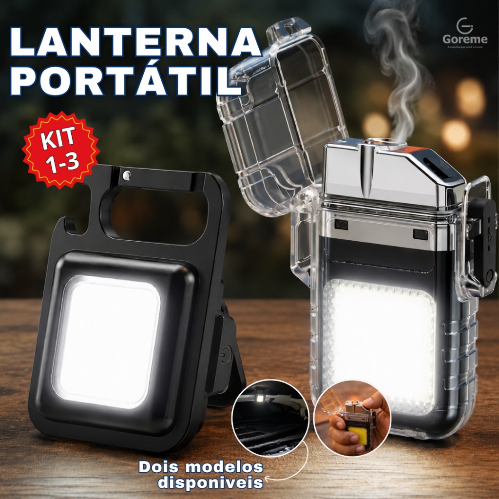 Mini Lanterna Chaveiro LED Isqueiro Elétrico Recarregável com Lanterna USB