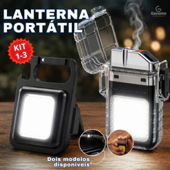 Mini Lanterna Chaveiro LED Isqueiro Elétrico Recarregável com Lanterna USB
