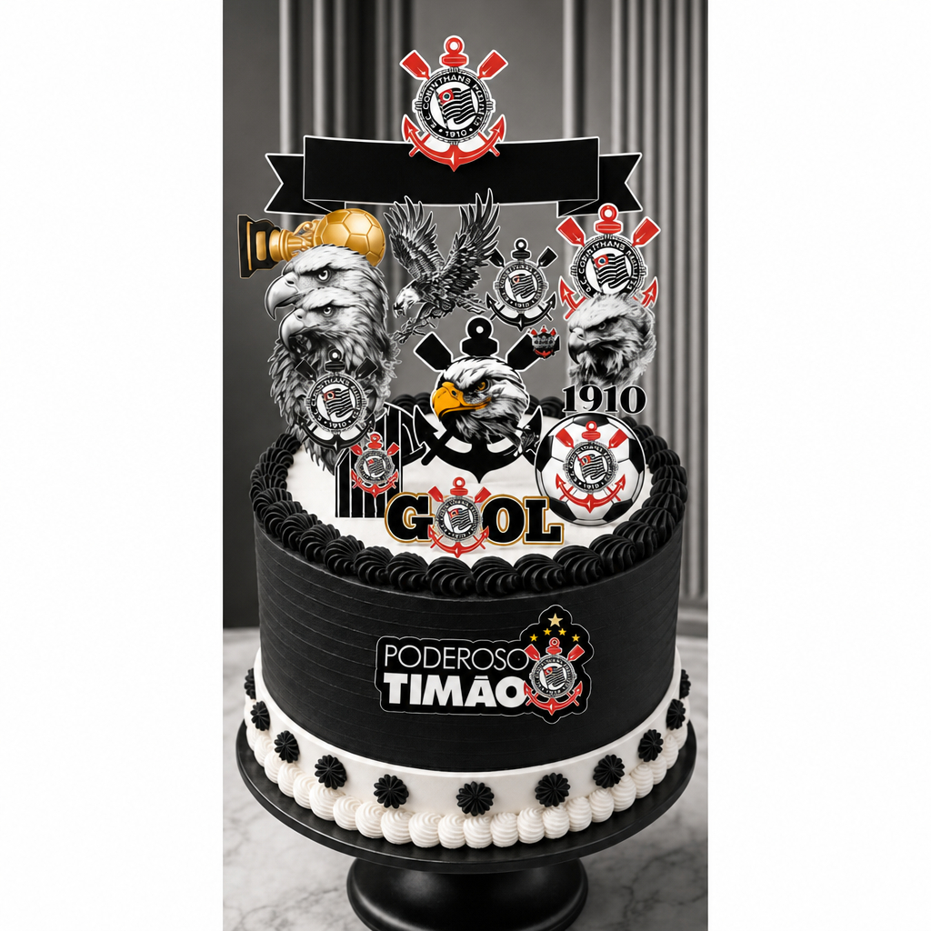 Topo de bolo Topper de aniversário Corinthians