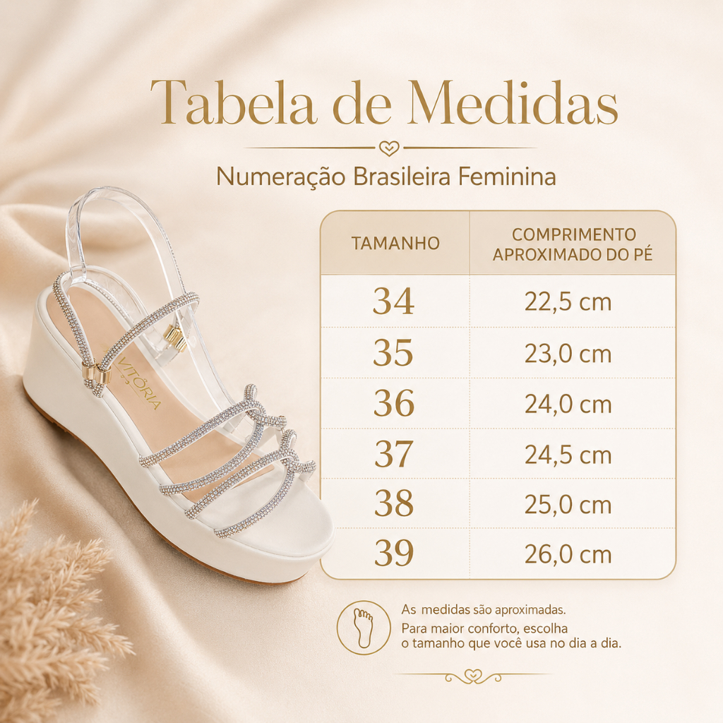 Sandália Feminina Plataforma Confortável e Luxuosa com Strass Brilhante
