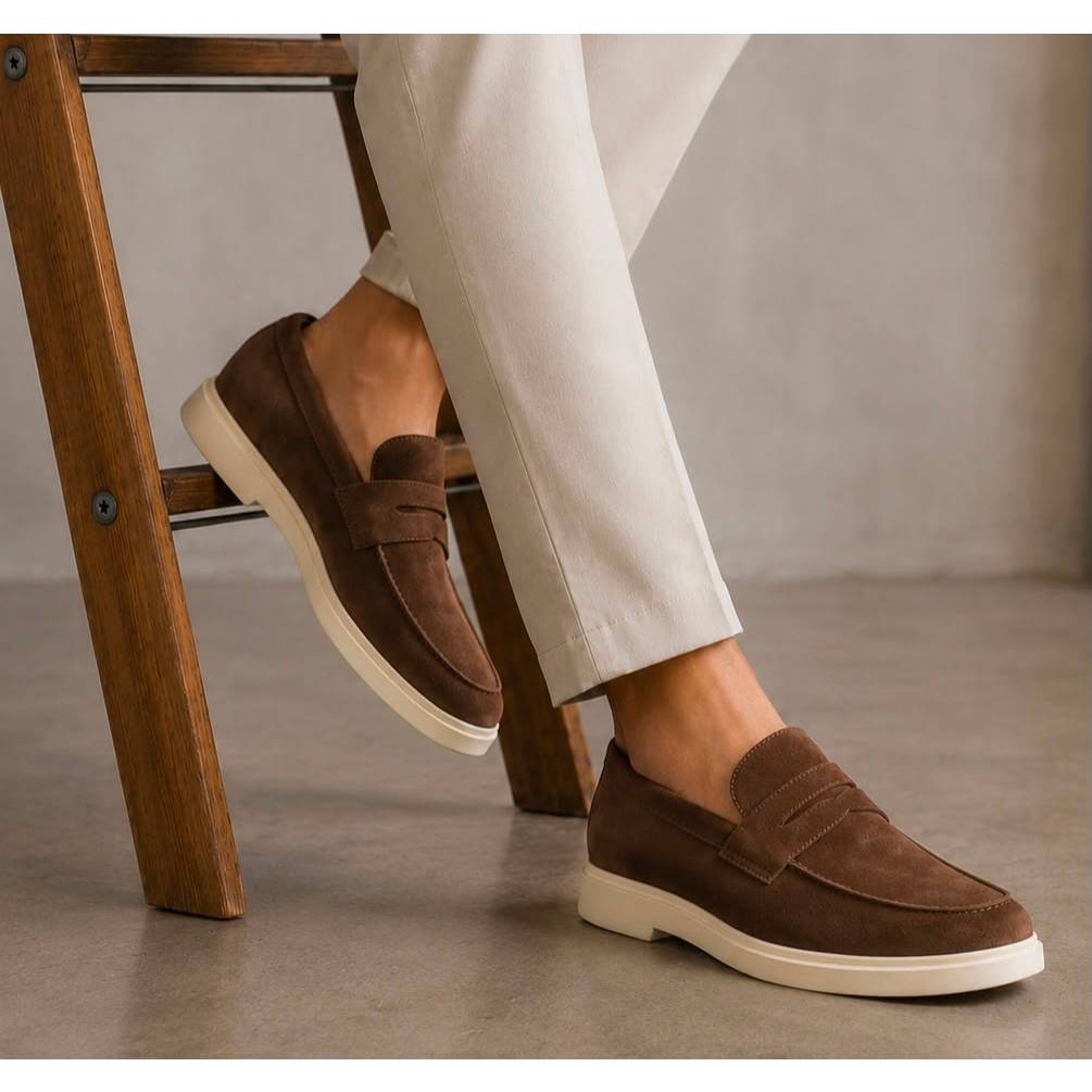 Sapato Mocassim Loafer Masculino Slip On Social Camurça